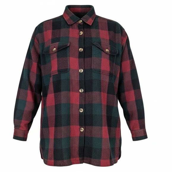 Weather Vane Jackets & Blazers - VTG 90's Plaid Wool Work Barn Jacket Red Black Weathervane Long Sleeve Coat L/XL
